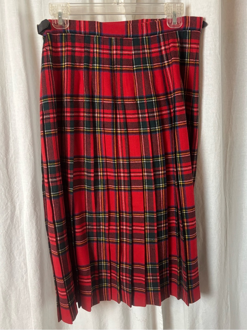 Pitlochry Scottish Kilt Red Tartan Plaid Wool Leather Straps Pin Women’s M READ - Picture 2 of 7